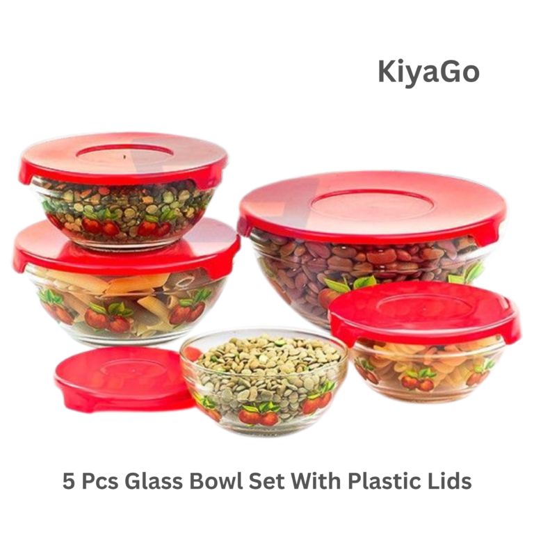 5 Pcs Glass Bowl Set With Plastic Lids